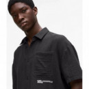 Klj Ss Crinkled Shirt Black  KARL LAGERFELD
