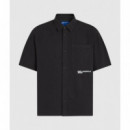 Klj Ss Crinkled Shirt Black  KARL LAGERFELD