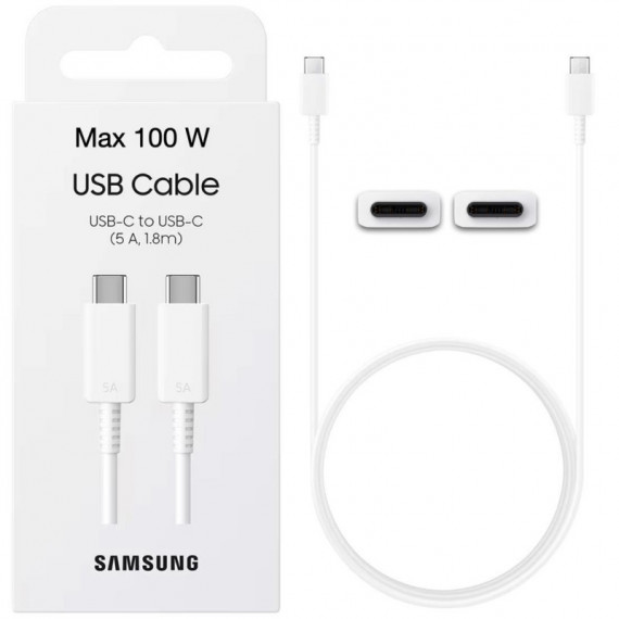 Cable USB-C a USB-C Samsung 5A 1,8 Metros Blanco