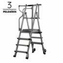 Escalera Aluminio Plegable Guardacuerpos con Plataforma AIRMEC (3 Peldaños)
