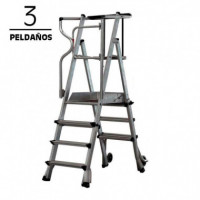 Escalera Aluminio Plegable Guardacuerpos con Plataforma AIRMEC (3 Peldaños)