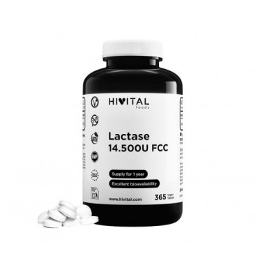 Hv- Lactasa 14.500 Unidades Fcc | 365 Comprimidos Veganos  HIVITAL