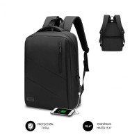 Mochila SUBBLIM City Backpack para Portátil 15.6 Pulgadas con Carga USB Negra