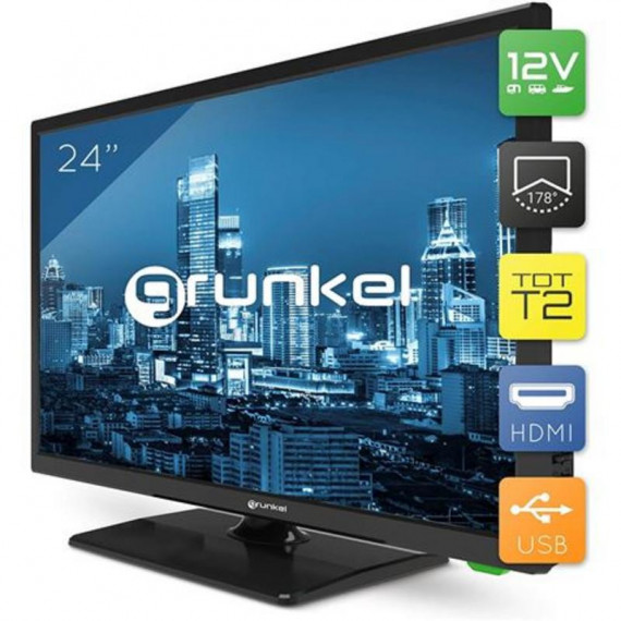 Televisor Grunkel 24 Pulgadas LED 12/220V HD Ready con TDT T2 y Satélite S2