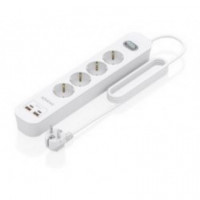 Regleta AISENS 4 Tomas con 2XUSB-C y 2XUSB-A, Carga Rápida Pd 3.0 Qc 3.0, Cable 1.4M Blanca (ASPS-2A2C12-W)
