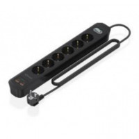 Regleta AISENS 6 Tomas 2XUSB-C 2XUSB-A Pd 3.0 Qc 3.0 Cable 1.4M Negra (ASPS-2A2C17-BK)