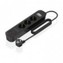 Regleta AISENS 3 Tomas, 2xUSB-C, 2xUSB-A, PD 3.0, QC 3.0, Cable 1.4m, Negra (ASPS-2A2C11-BK)