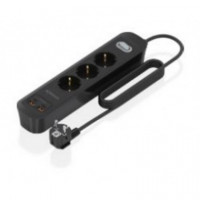 Regleta AISENS 3 Tomas, 2XUSB-C, 2XUSB-A, Pd 3.0, Qc 3.0, Cable 1.4M, Negra (ASPS-2A2C11-BK)
