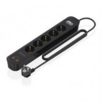 Regleta AISENS 5 Tomas 2XUSB-C 2XUSB-A Pd 3.0 Qc 3.0 Cable 1.4M Negra (ASPS-2A2C15-BK)