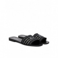 Skoot Iii Border Slide Black Chambrey  KARL LAGERFELD