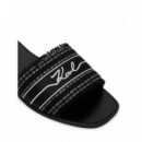 Skoot Iii Border Slide Black Chambrey  KARL LAGERFELD