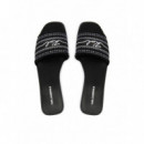 Skoot Iii Border Slide Black Chambrey  KARL LAGERFELD