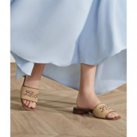 Petalo Ii Raffia Signia Slide Natural Ra  KARL LAGERFELD