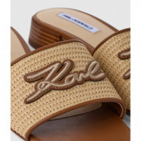 Petalo Ii Raffia Signia Slide Natural Ra  KARL LAGERFELD