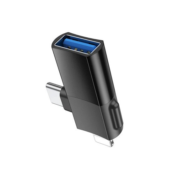 HOCO Adaptador 2 en 1 Lightning/M y Tipo C/M A Usb/H OTG UA17