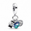 PANDORA Charm Colgante Triple en Plata de Ley Cámara, Corazón & Brújula 792703C01