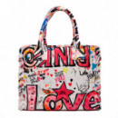 BOLSO BEACH SHOPPER CANVAS STAMPA