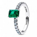 Anillo Halo Rectangular Verde Brillante 194506C01
