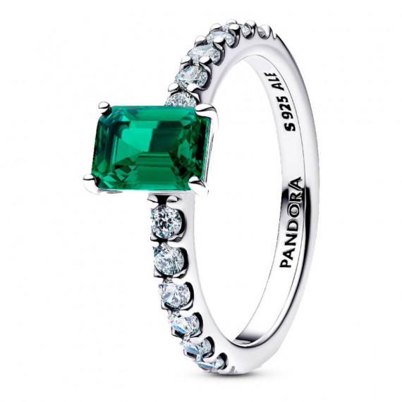 Anillo Halo Rectangular Verde Brillante 194506C01