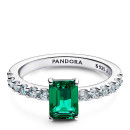 Anillo Halo Rectangular Verde Brillante 194506C01
