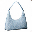 Bolso de hombro denim con logo emblemático en todo el artículo