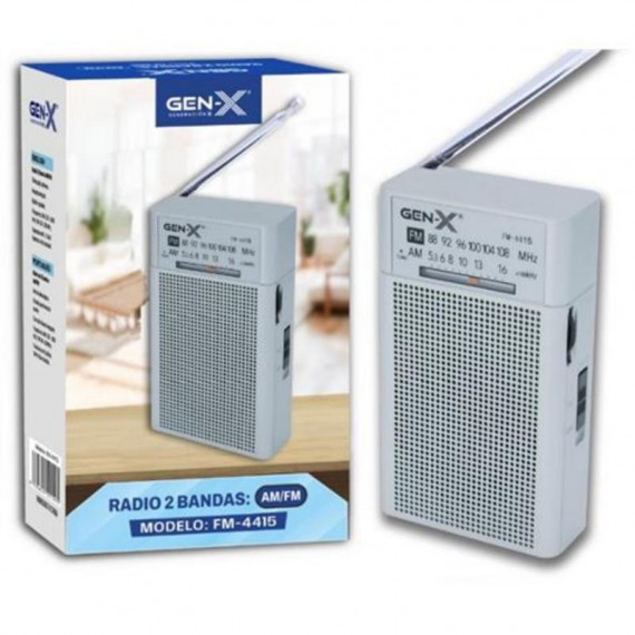 Radio Portátil Analógica Gen-X FM-4415 AM/FM de Alta Sensibilidad Plata
