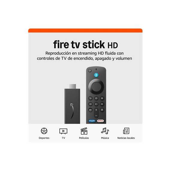 AMAZON Fire TV Stick HD 2024 Con Mando De Voz Alexa 8Gb Wifi 5