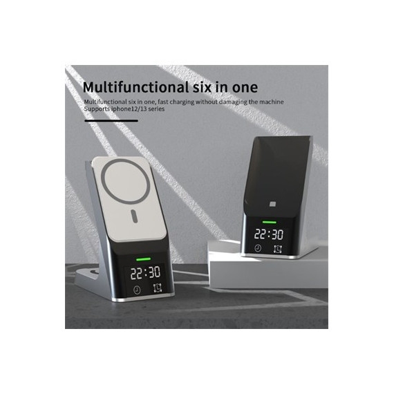 ANDOWLCargador Inalambrico 6 En 1 Para Iphone,Airpods,Iwatch Negro 20W Q-WX500