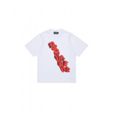 SLOUCH FIT T-SHIRTS BASE DQ100 WHITE+RED