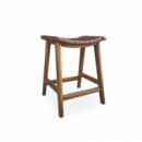 TABURETE 723002 MADERA DE TECA Y PIEL