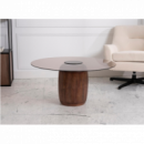 MESA DE CENTRO REF. 11288 BASE MADERA TAPA DE CRISTAL