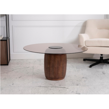 MESA DE CENTRO REF. 11288 BASE MADERA TAPA DE CRISTAL