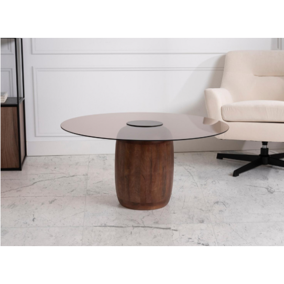 MESA DE CENTRO REF. 11288 BASE MADERA TAPA DE CRISTAL