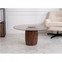 MESA DE CENTRO REF. 11288 BASE MADERA TAPA DE CRISTAL