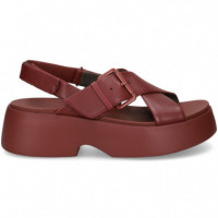 Sandalia Plataforma Ruzada Burdeos  CAMPER