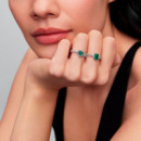 Anillo Halo Rectangular Verde Brillante 194506C01