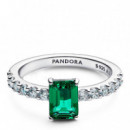 Anillo Halo Rectangular Verde Brillante 194506C01