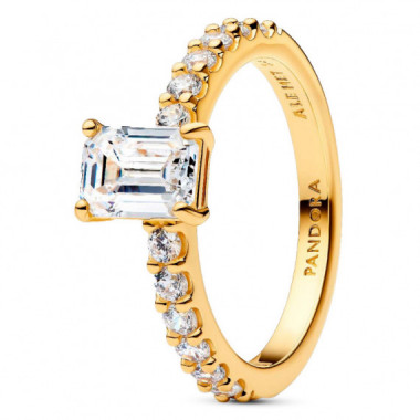 Anillo Halo Rectangular Brillante