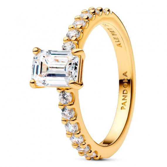 Anillo Halo Rectangular Brillante