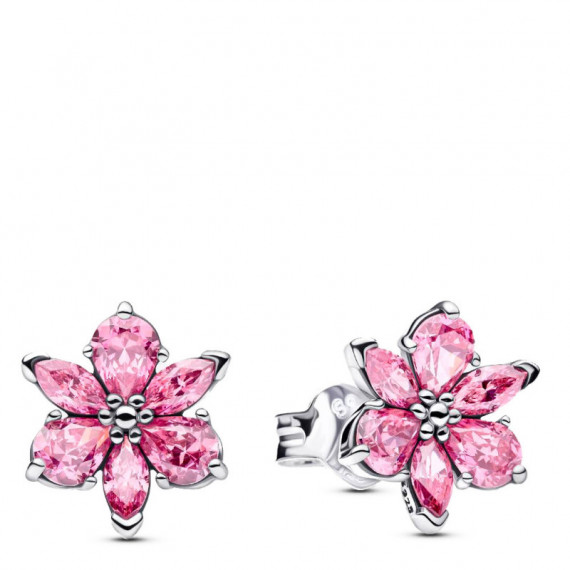 Pendientes de botón Herbario Flor Rosa Brillante 292633C02