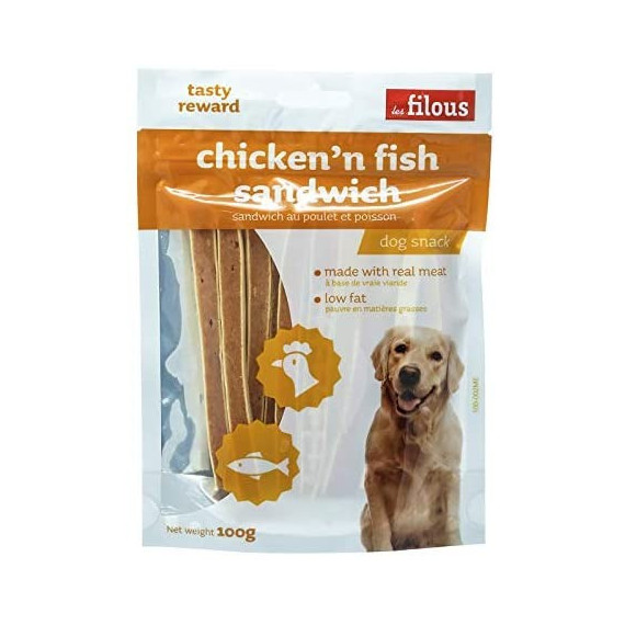 FILOUS Perro Snack Chiken&fish Sandwich 100 Gr