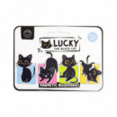 Set de Marcapáginas Magnéticos Gato Negro Lucky The Black Cat