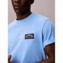 Camiseta Calvin Klein varsity badge celeste