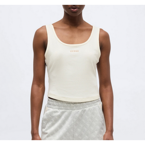 Camiseta Guess sin mangas blanco crema
