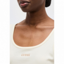 Camiseta Guess sin mangas blanco crema