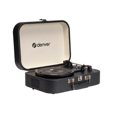 DENVER Tocadisco Retro VPL-130DGR en Maletin Negro Grabacion USB con Alatavoz 2X10W