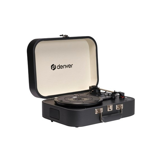 DENVER Tocadisco Retro VPL-130DGR en Maletin Negro Grabacion USB con Alatavoz 2X10W