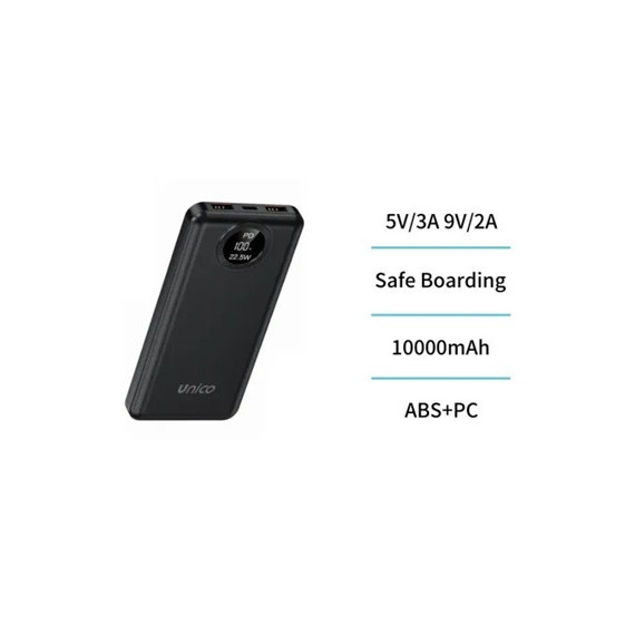 UNICO Bateria Externa 10000Mah 2xUsb A/1xTipo C PB3006 Negro