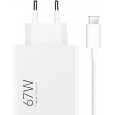 Cargador USB Xiaomi 67W HyperCharge Combo + Cable (USB A-C) Blanco