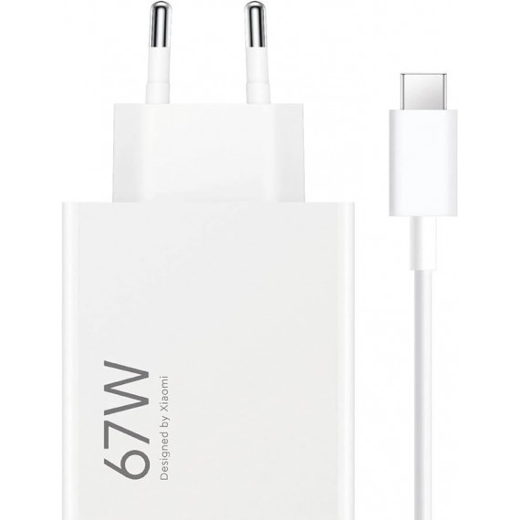 Cargador USB Xiaomi 67W HyperCharge Combo + Cable (USB A-C) Blanco